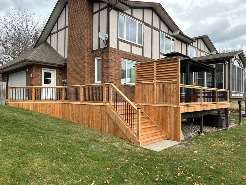 Cedar deck with privacy screen and gazebo